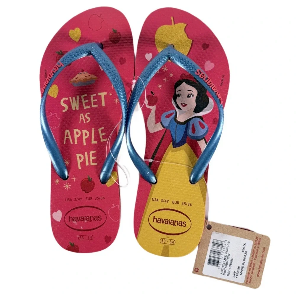 Havaianas‎ Girls Disney Princess Flip Flop Sandals Snow White Size 3Y / 4Y SLIM